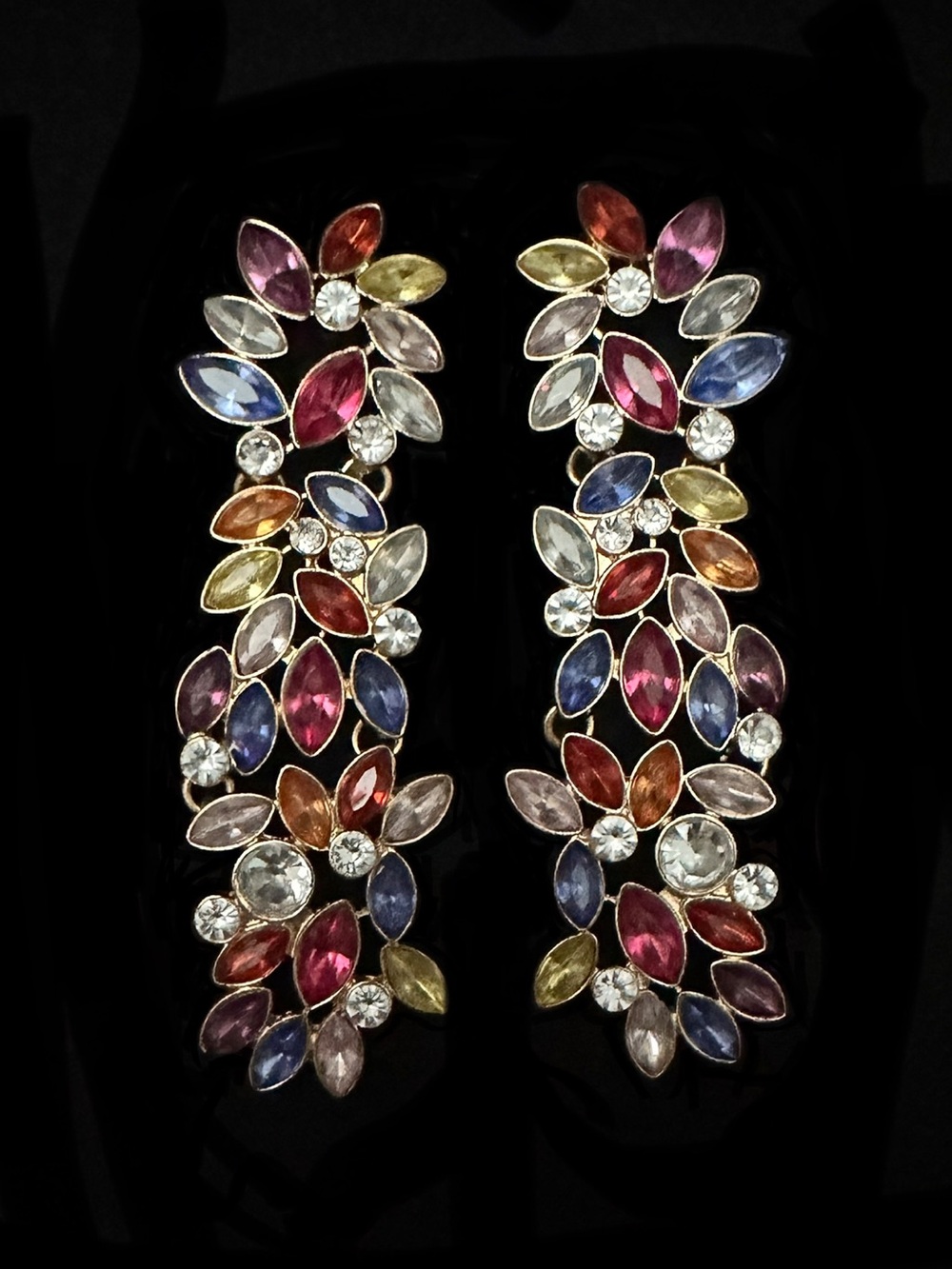 Multicolor Crystal Flower Drop Earrings - Women Jewelry
